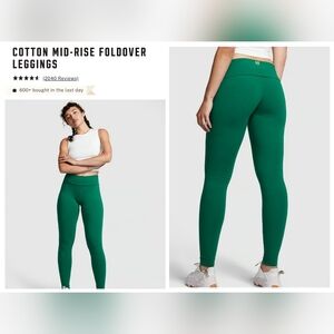 Victoria's secret pink cotton mid-rise foldover waist leggings XXL GREEN